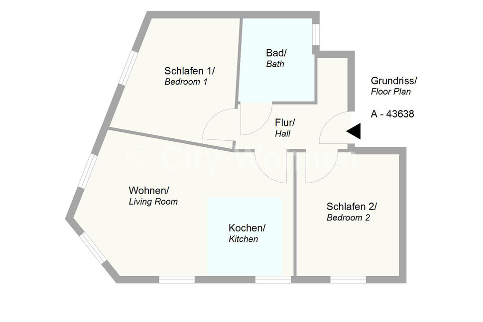 furnished apartement for rent in Hamburg Ottensen/Am Felde.  floor plan