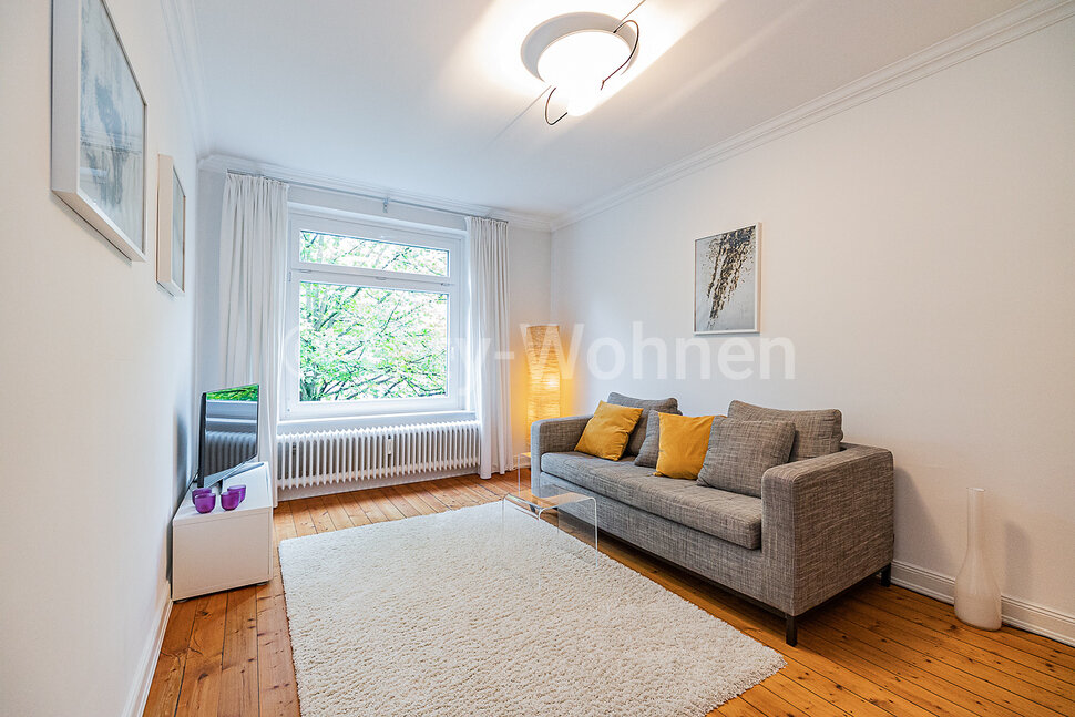 Alquilar apartamento amueblado en Hamburgo Winterhude/Semperstraße.  salón