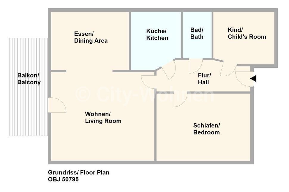 Furnished 3room apartment with balcony in quiet location in Hamburg